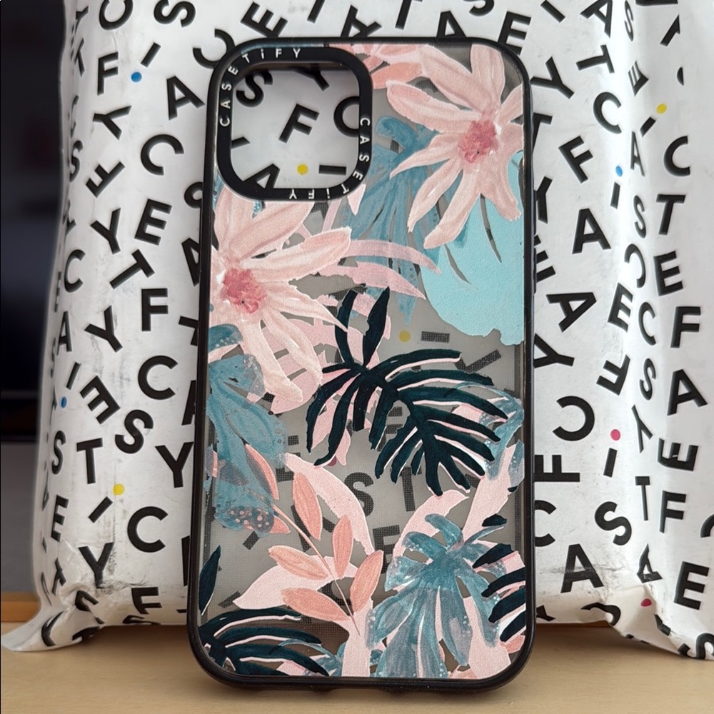 Casetify iPhone 12 Pro Case Tropical Floral Pink and Green